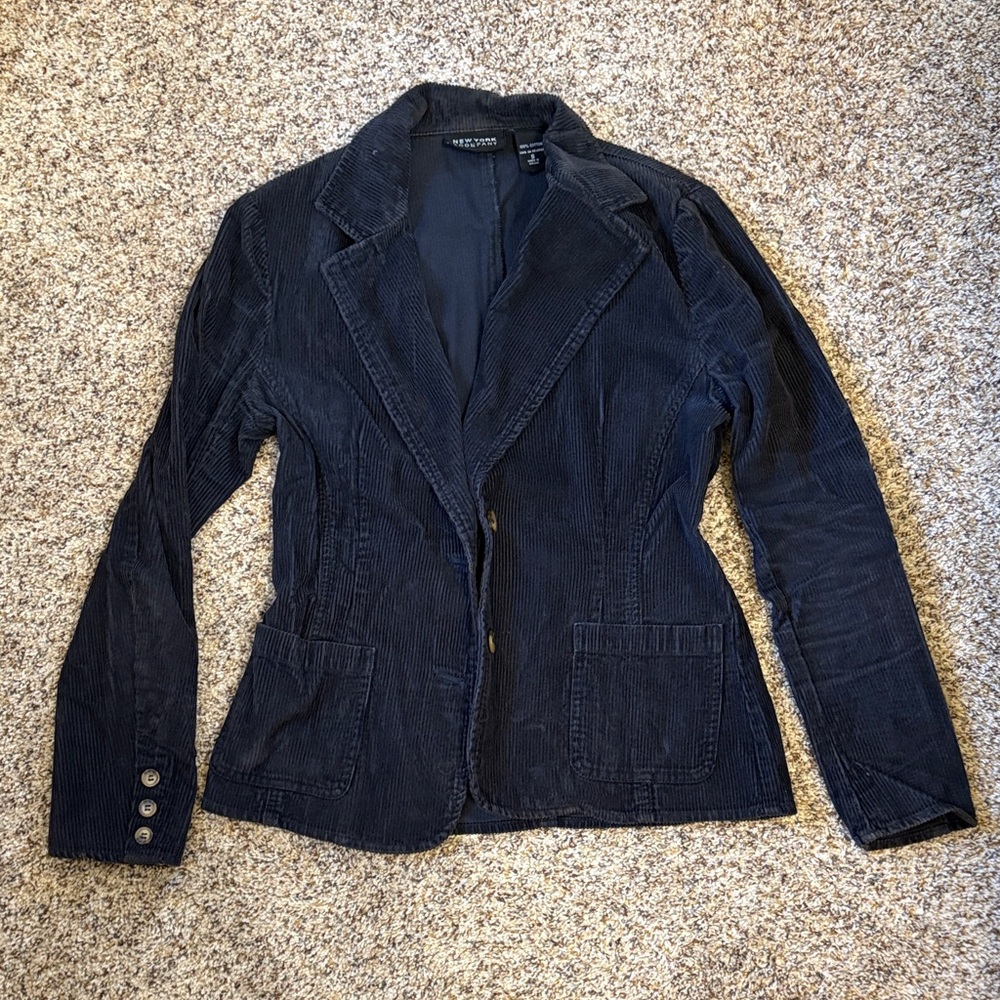 New York & Company Navy Corduroy Single-Button Blazer